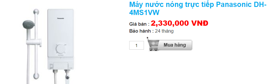 máy nước nóng Panasonic chính hãng được ưa thích